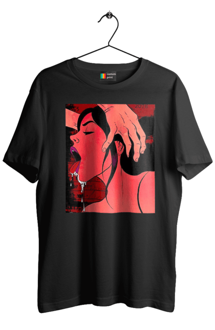 Футболка чоловіча з принтом "Дівчина Смокче Зі Слиною". Секс, смоктати. 2070702