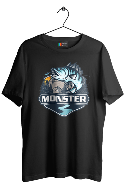 Футболка чоловіча з принтом "Рибалка". Монстер, рибак, рибалка, хоббі. 2070702