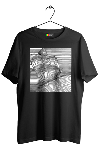 Футболка чоловіча з принтом "Дівчина В Смужку". Гола, сиськи. 2070702