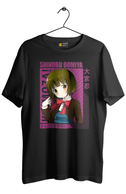 Men's t-shirt with prints Kiniro Mosaic Shinobu Omiya. Anime, gold mosaic, kiniro mosaic, kinmoza, manga, shinobu, shinobu omiya. 2070702