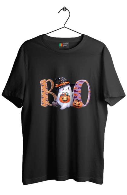 Men's t-shirt with prints Halloween Ghost. Costume, ghost, halloween, holiday, october, october 31, scary, sweets, trick or treat. 2070702