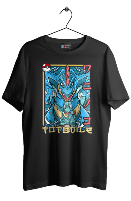 Men's t-shirt with prints Pokemon Totodile. Nintendo, pokemon, pokemon go, totodile. 2070702