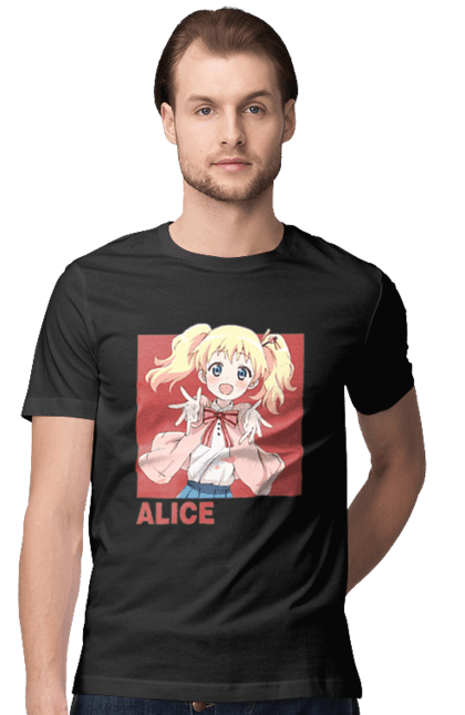 Футболка чоловіча з принтом "Золота мозаїка Аліса Картелет". Alice cartelet, anime, kiniro mosaic, kinmoza, manga, аліса, аліса картелет, аніме, золота мозаїка, манга. 2070702