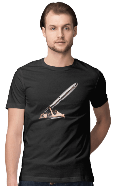 Футболка чоловіча з принтом "Великий Патрон". Дівчина, куля, патрон. 2070702