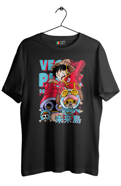 Men's t-shirt with prints One Piece Luffy. Anime, luffy, manga, monkey de luffy, one piece, pirates. 2070702