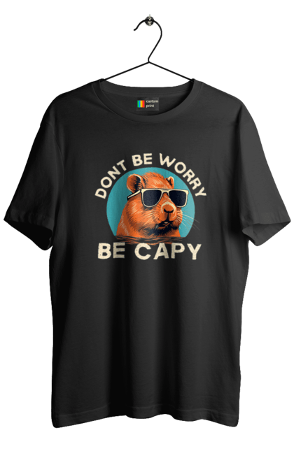 Men's t-shirt with prints Capybara. Animal, capybara, glasses, rodent. 2070702