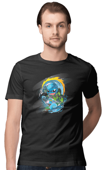 Men's t-shirt with prints Pokemon Squirtle. Anime, games, nintendo, pokemon, pokemon go, squirtle. 2070702