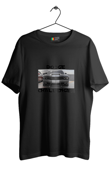 Футболка чоловіча з принтом "Додж челенджер". Автомобіль, американська легенда, додж челенджер, культове авто, масл кар, потужний автомобіль. 2070702