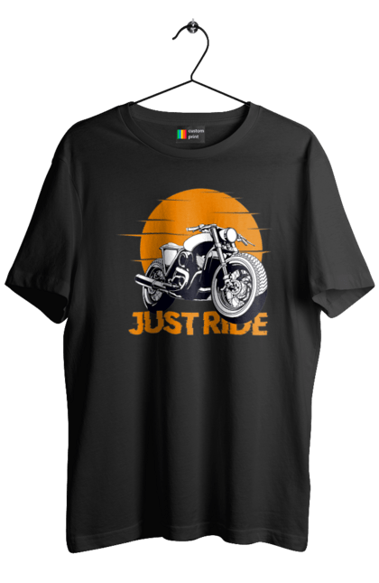 Футболка чоловіча з принтом "Мотоцикл, Просто Їдь". Дорога, їзда, мотоцикл. 2070702