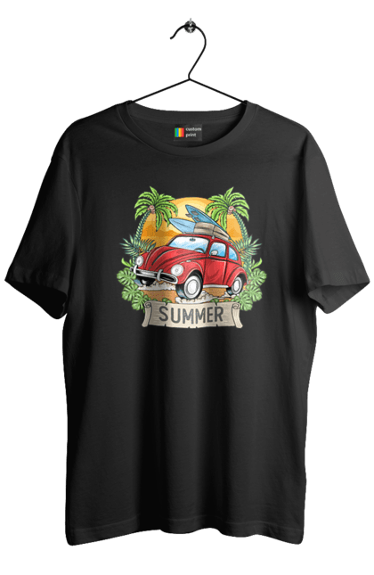 Футболка чоловіча з принтом "Літо, Машина І Пальми". Відпочинок, літо, машина, пальми. 2070702