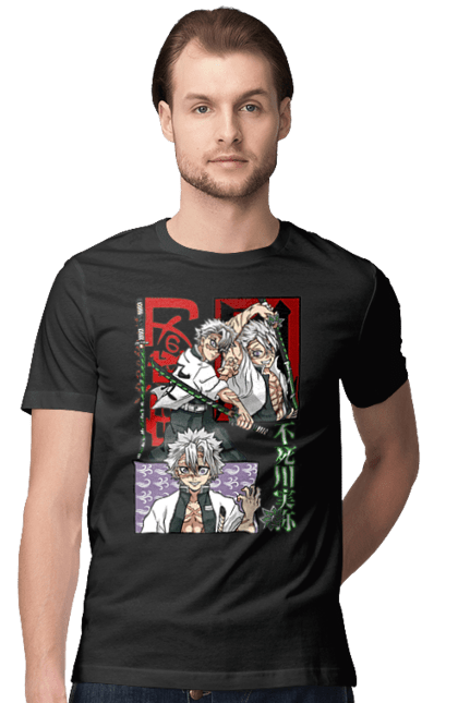 Men's t-shirt with prints Demon Slayer Sanemi. Anime, demon slayer, kimetsu no yaiba, manga, sanemi, sanemi shinazugawa, serial. 2070702