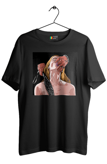 Футболка чоловіча з принтом "Дівчина У Полоні Чоловіка З Батогами". Батіг, пристрасть, смоктати. 2070702