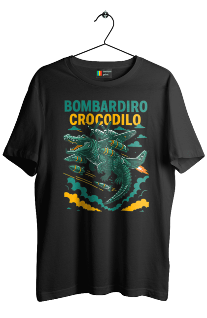 Футболка мужская с принтом Bombardino Crocodilo. Bombardino, bombardino crocodilo, бомбардино крокодило, бомбардиро крокодило, брейнрот, брейнрот персонажи, итальянские мемы, итальянский брейнрот, крокодил, крокодил самолет. 2070702