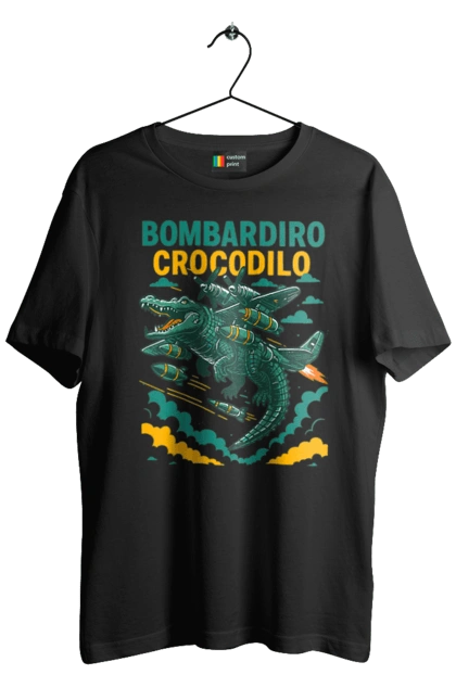 Футболка мужская с принтом Bombardino Crocodilo. Bombardino, bombardino crocodilo, бомбардино крокодило, бомбардиро крокодило, брейнрот, брейнрот персонажи, итальянские мемы, итальянский брейнрот, крокодил, крокодил самолет. 2070702