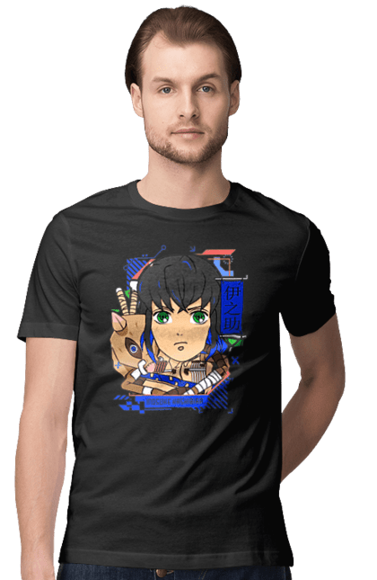 Men's t-shirt with prints Demon Slayer Inosuke. Anime, demon slayer, inosuke, inosuke hashibira, kimetsu no yaiba, manga. 2070702