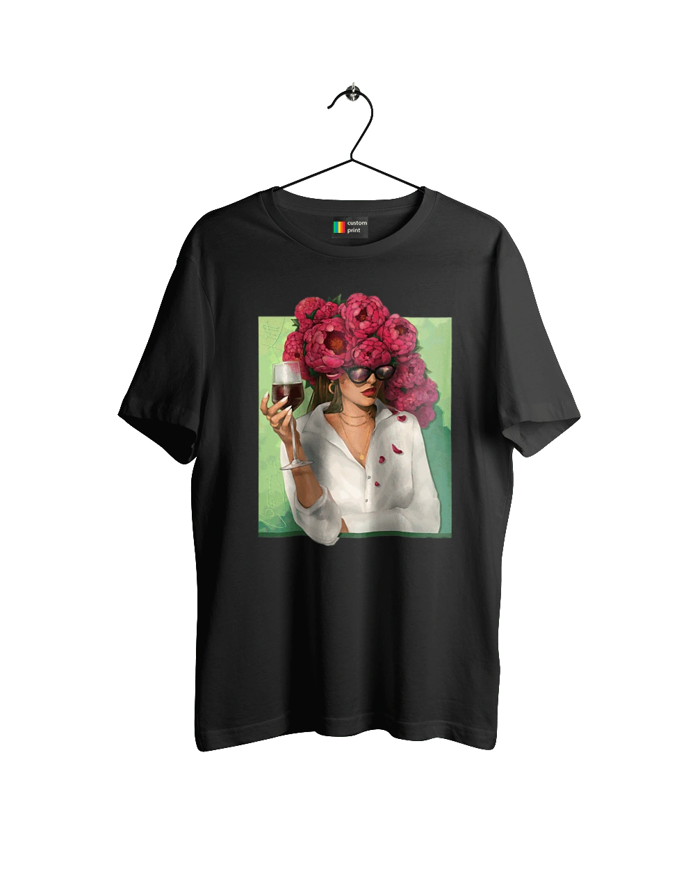 Дівчина з півоніями та келихом