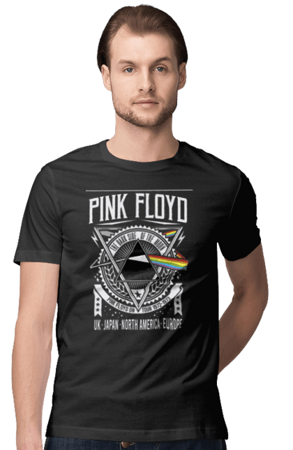 Футболка чоловіча з принтом "Pink Floyd". Pink floyd, альбом, музика, пінк флойд, рок, рок група, темний бік місяця. CustomPrint.market