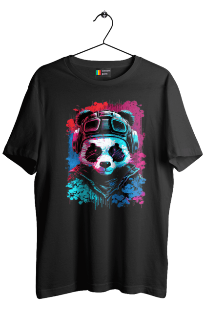 Футболка чоловіча з принтом "Панда в VR шолом". Віртуальна реальність, гік, панда, персонаж, шолом. 2070702