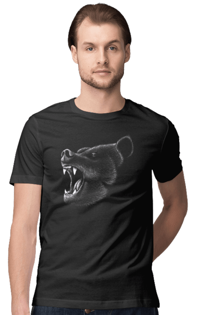 Футболка чоловіча з принтом "Oso 2". Bear, ведмідь, впасти, зуби, тварина, шість. CustomPrint.market