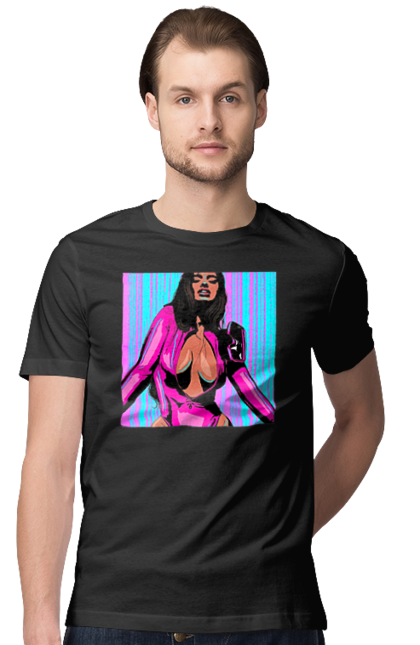 Футболка чоловіча з принтом "Дівчина З Глибоким Декольте". Гола, дівчина, сиськи. 2070702