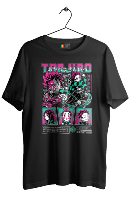 Men's t-shirt with prints Demon Slayer Tanjiro. Anime, demon slayer, kamado tanjiro, manga, tanjiro. 2070702