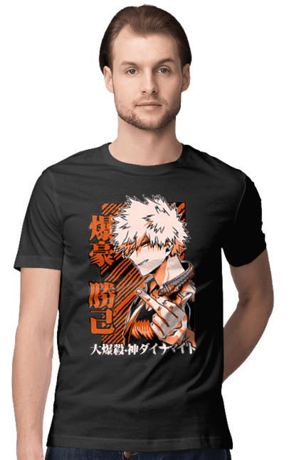 Футболка мужская с принтом Моя геройская академия Бакуго. Bakugo, katsuki, katsuki bakugo, my hero academia, академия юэй, аниме, бакуго, кацуки бакуго, манга, моя геройская академия. 2070702