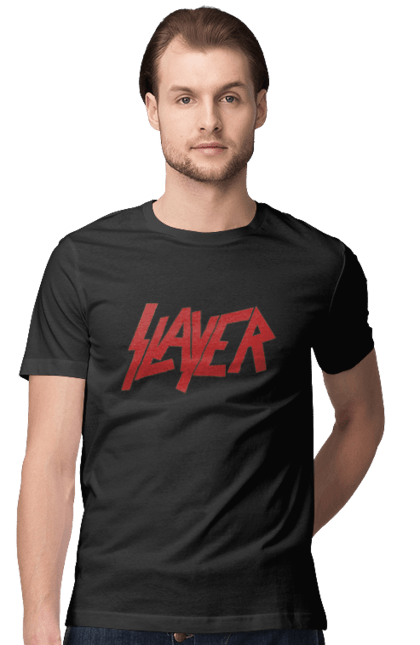 Футболка мужская с принтом Slayer. Slayer, грув-метал, група, метал група, музыка, ню-метал, спид-метал, трэш-метал, череп. 2070702