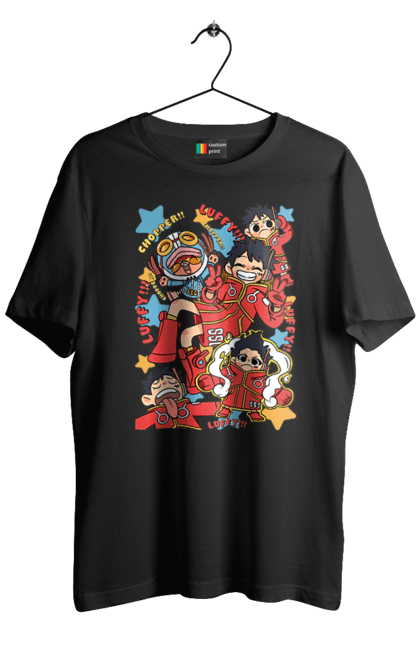 Men's t-shirt with prints One Piece Luffy. Anime, luffy, manga, monkey de luffy, one piece, pirates. 2070702