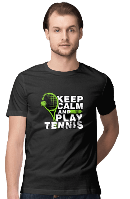 Футболка чоловіча з принтом "Keep Calm And Play Tennis". Keep calm, великий теніс, зберігай спокій, спорт, теніс, тенніс. futbolka.stylus.ua