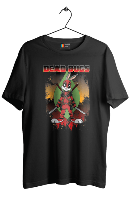 Men's t-shirt with prints Bugs Bunny Deadpool. Bugs bunny, cartoon, deadpool, looney tunes, marvel, merrie melodies. 2070702