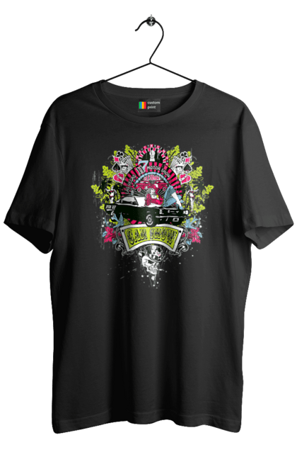 Футболка чоловіча з принтом "Автомобільне Шоу, Літо". Автомобіль, гроші, карти, пальма, шоу. 2070702