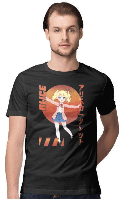 Men's t-shirt with prints Kiniro Mosaic Alice Cartelet. Alice, alice cartelet, anime, gold mosaic, kiniro mosaic, kinmoza, manga. 2070702