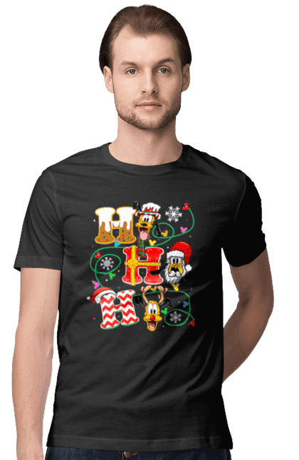 Men's t-shirt with prints Merry Christmas. Cartoon, christmas, christmas, deer, disney, holiday, merry christmas, santa. 2070702