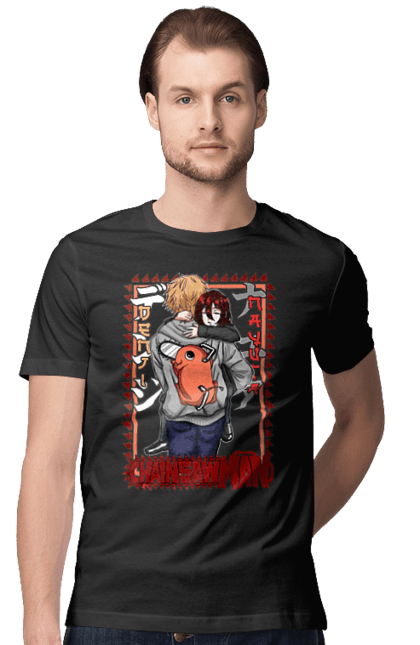 Men's t-shirt with prints Chainsaw Man Denji and Nayuta. Anime, chainsaw man, demon, denji, manga, nayuta, shonen. 2070702