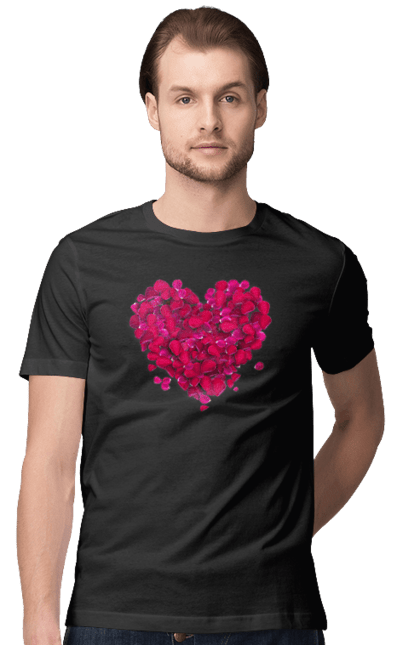 Men`s t-shirt with prints Heart From Rose Petals. Petals, rose flower. 2070702