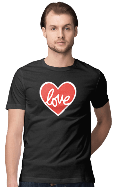 Футболка чоловіча з принтом "У моєму серці любов". Віра, жінка, кохати, любов, милосердя, надія, почуття, серце, чоловік. KRUTO.  Магазин популярних футболок