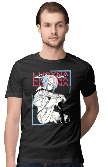 Men's t-shirt with prints Cyberpunk: Edgerunners Lucy. Anime, cd project, cyberpunk, edgerunners, game, lucy, netflix, video game. 2070702