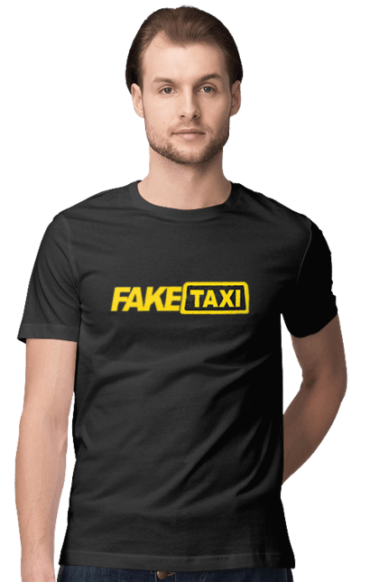 Футболка чоловіча з принтом "Fake taxi". Fake taxi, porn hub, зсу, порно хаб, порнохаб, прапор, приколы, фак такси, фак таксі, фейк такси. ART принт на футболках