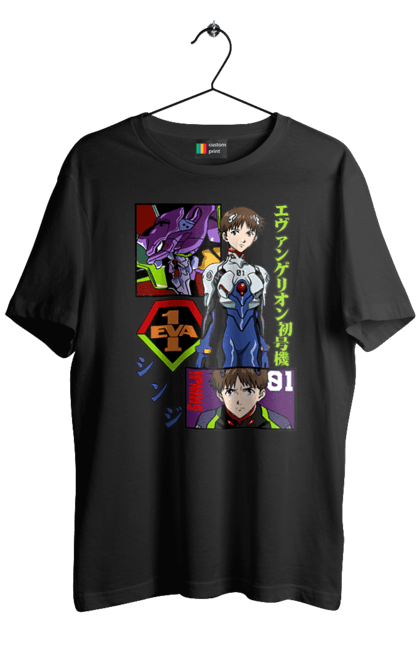 Men's t-shirt with prints Evangelion. Angel, anime, eva 01, evangelion, manga, neon genesis evangelion, shinji. 2070702