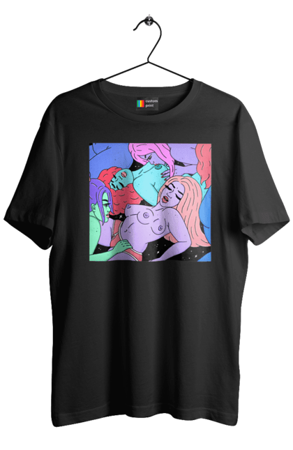 Футболка чоловіча з принтом "Дівчата Інопланетянки". Дівчата, інопланетянки, космос, різнокольорові. 2070702