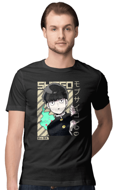 Футболка чоловіча з принтом "Mob Psycho 100". Anime, manga, mob psycho 100, shigeo kageyama, аніме, манга, моб, моб-вар ят 100, сігео кагеяма, шіґео каґеяма. 2070702