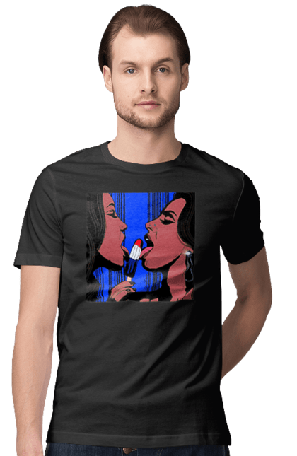 Футболка чоловіча з принтом "Дівчата Лижуть Морозиво". Лізатт, смоктати. 2070702