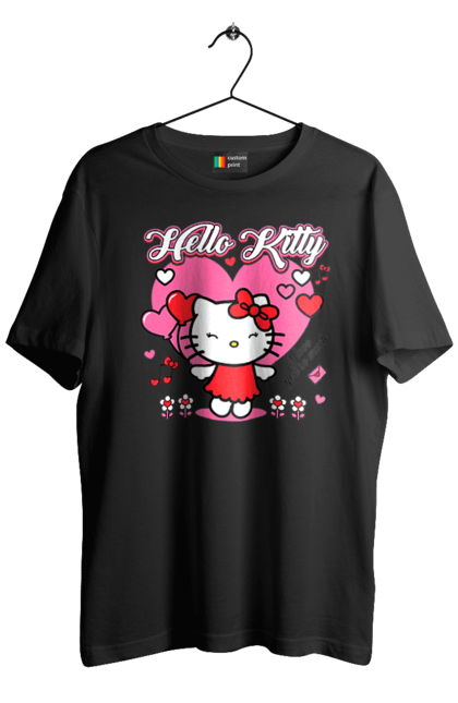 Футболка мужская с принтом Хелло Китти. Hello kitty, бренд, кот, котенок, персонаж, хелло китти. 2070702