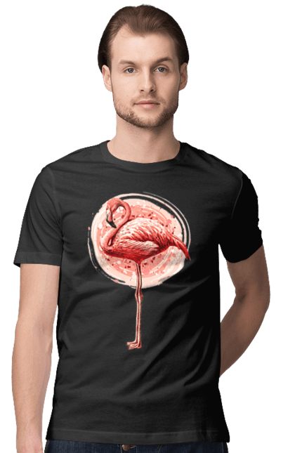 Футболка чоловіча з принтом "Фламінго Арт". Рожеве фламінго, тварина, фламінго. 2070702