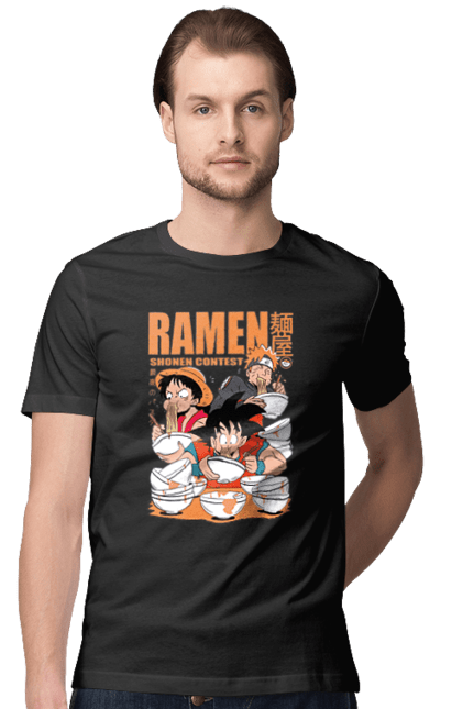 Men's t-shirt with prints Ramen. Anime, characters, food, goku, luffy, manga, naruto, ramen. 2070702