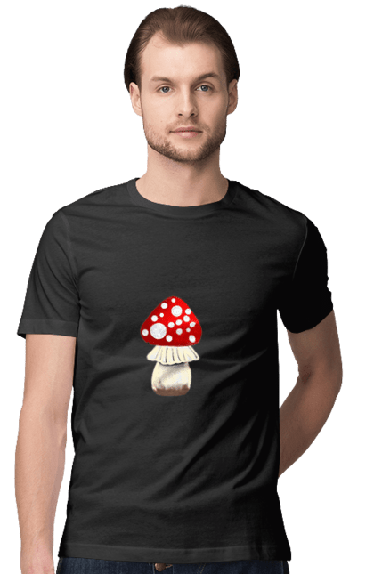 Футболка чоловіча з принтом "Гриб". Mushroom, гриб, грибочок, ліс, мухомор, природа. CustomPrint.market