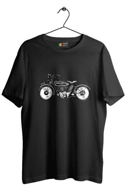 Футболка чоловіча з принтом "Мотоцикл Ретро". Мото, мотоцикл, ретро. 2070702