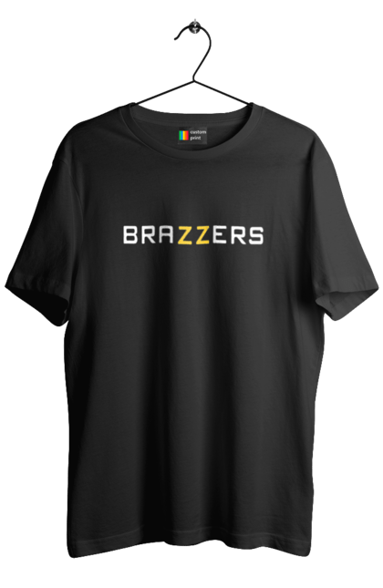 Футболка чоловіча з принтом "Brazzers". Brazzers, hub, porn, porn hub, pornhub, бразерс, браззерс, зсу, порно хаб, порнохаб. 2070702