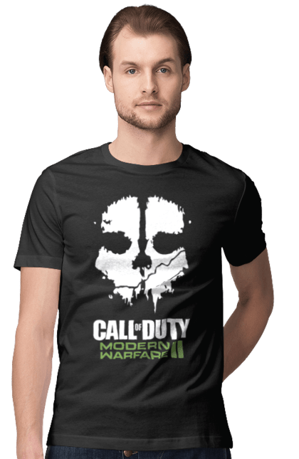 Футболка чоловіча з принтом "Call of Duty Modern Warfare II". Call of duty, modern warfare, playstation, бої, бойовик, відеогра, гра, пригоди, спецоперації. futbolka.stylus.ua