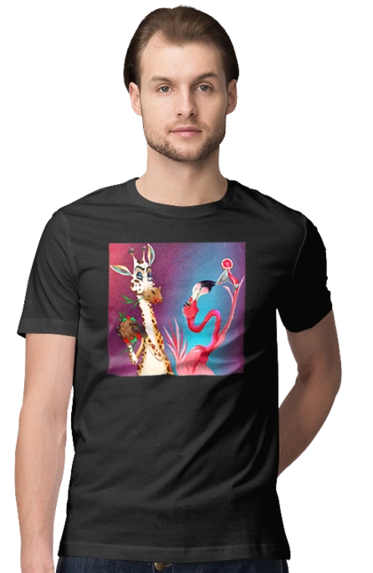 Giraffe And Flamingo At The Party